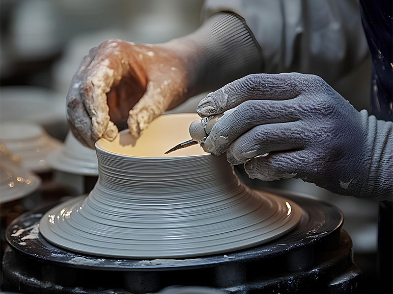 Proceso de formación de arcilla con control de materia prima de vajillas de cerámica para una calidad constante de la vajilla
